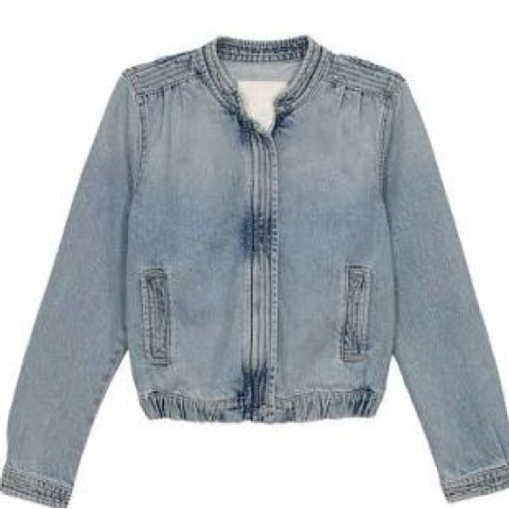 Mother Denim "The Quad Bomber Jacket"  "Win Some, Lose Some" light wash Sm Rare